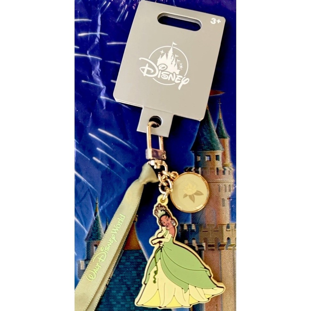 2026 Walt Disney World Parks Princess Tiana Ribbon Bag Tag Keychain New